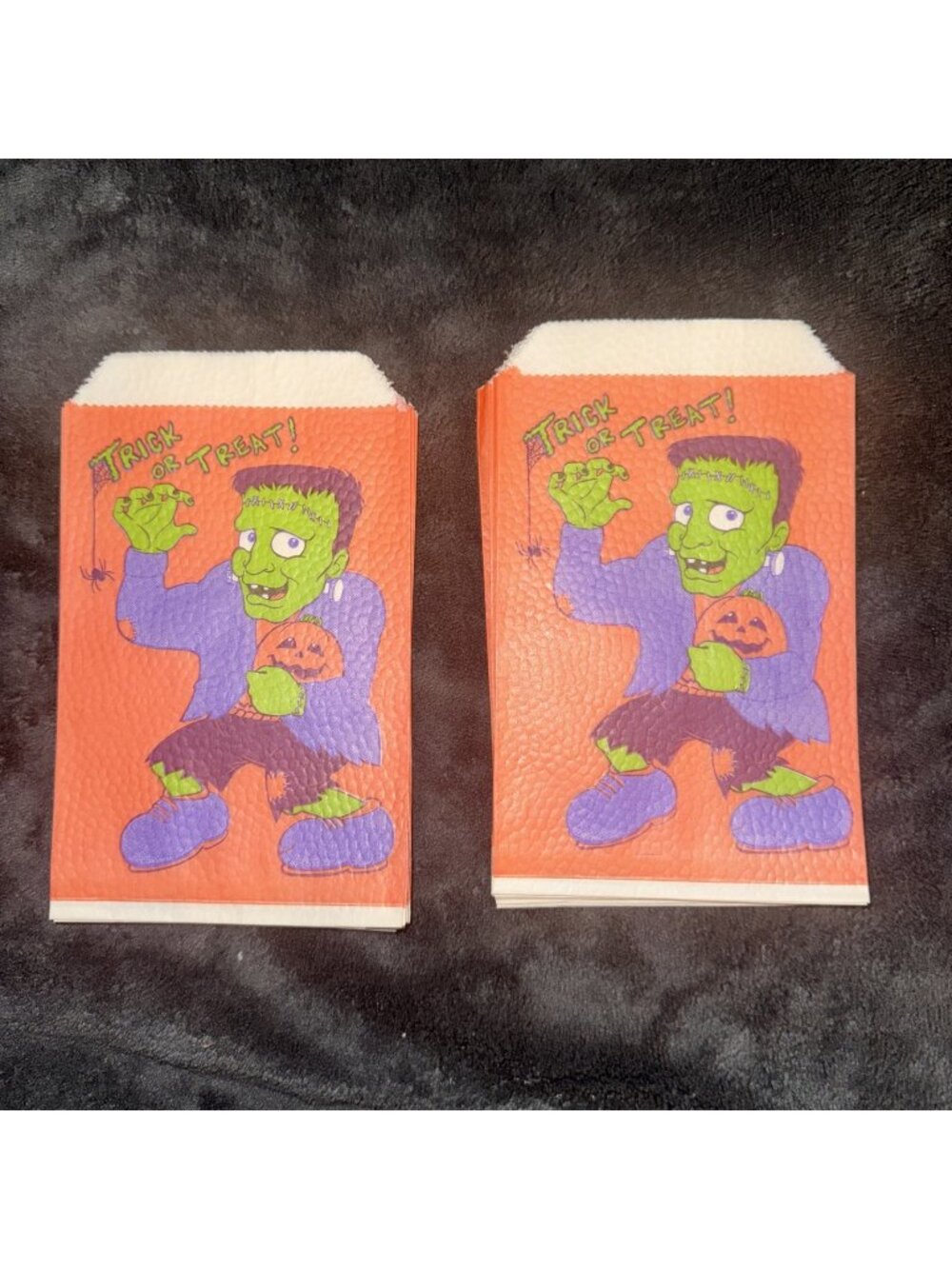 Lot Of 10 Vintage Frankenstein Monster Halloween Trick Treat Bags 1980s Ephemera
